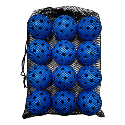 12-Pack 74mm 40-Hole Plastic Pickleball Balls with Net Bag