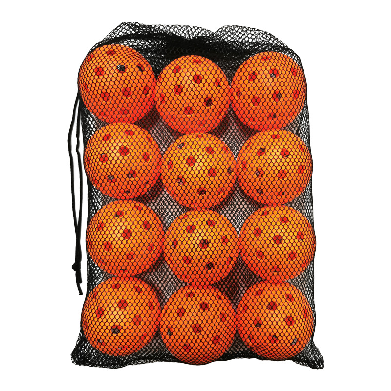 12-Pack 74mm 40-Hole Plastic Pickleball Balls with Net Bag