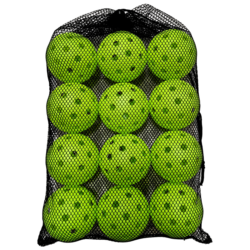 12-Pack 74mm 40-Hole Plastic Pickleball Balls with Net Bag