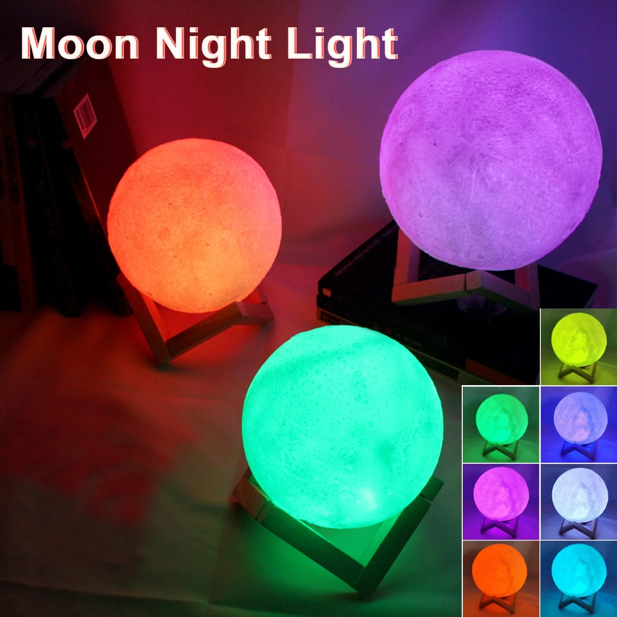 Moon Lamp LED Night Light With Stand