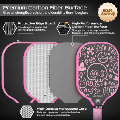 T300 Carbon Fiber Pickleball Paddle – 14mm Honeycomb Core