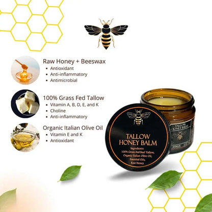 Organic Grass Fed Beef Tallow Balm With Raw Honey