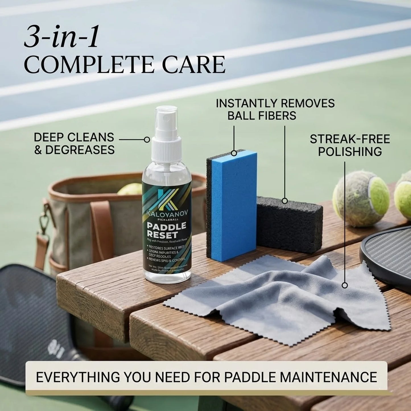 Pickleball Paddle Cleaning Kit – 4-in-1 Care Set
