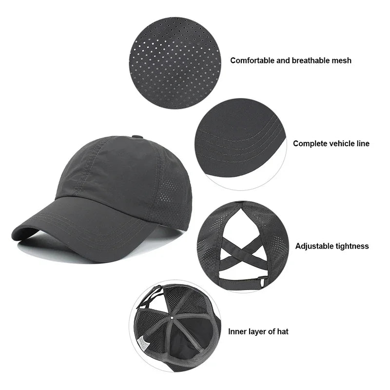 Women's Ponytail Sports Cap – Breathable Quick-Dry Hat
