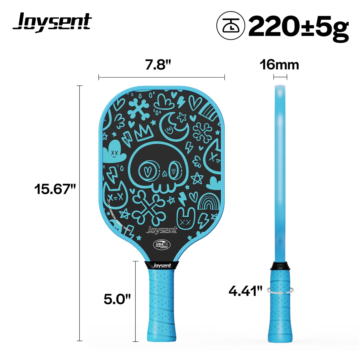 T300 Carbon Fiber Pickleball Paddle – 14mm Honeycomb Core