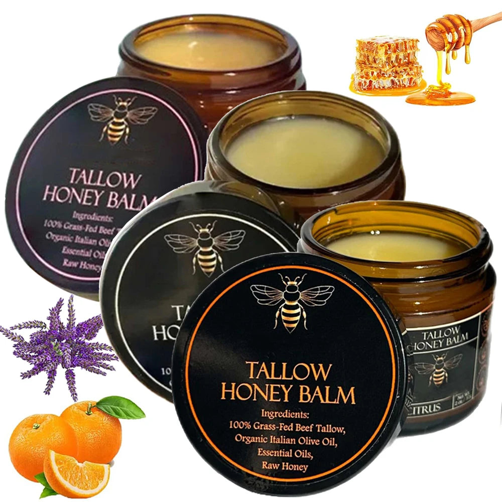 Organic Grass Fed Beef Tallow Balm With Raw Honey