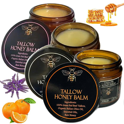 Organic Grass Fed Beef Tallow Balm With Raw Honey