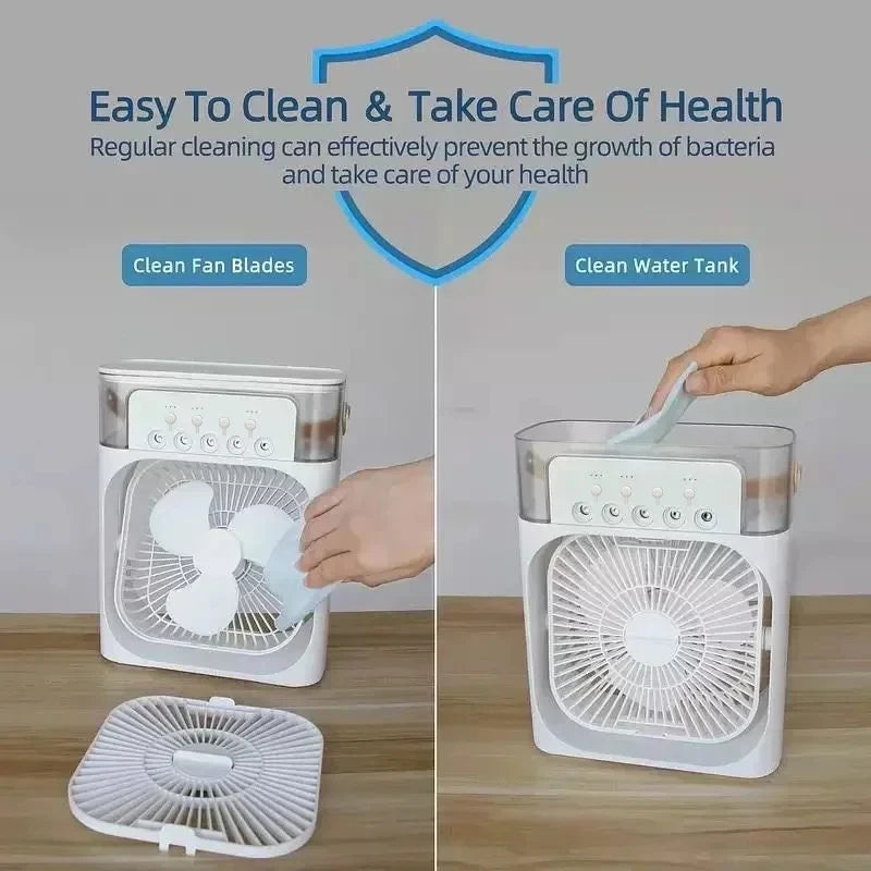 Portable Mini Air Cooler Fan with LED night light