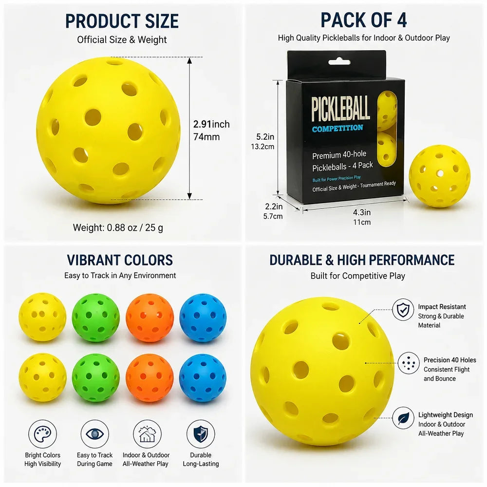 Pickleball Ball Practice Set – Indoor & Outdoor 74mm Balls