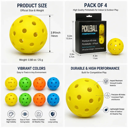Pickleball Ball Practice Set – Indoor & Outdoor 74mm Balls
