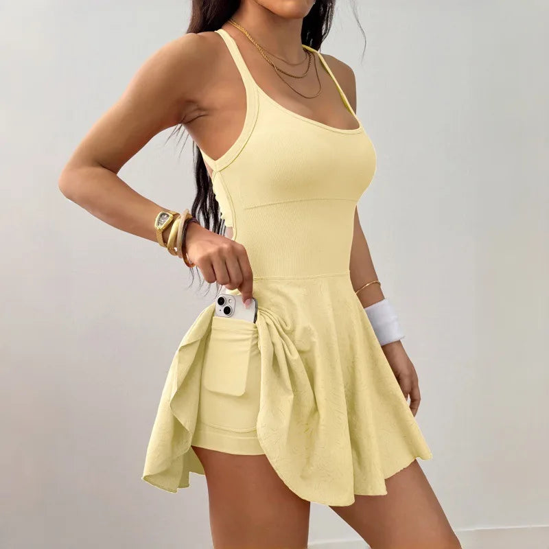 Fit and Flare Tennis Dress with Bulit-In Shorts