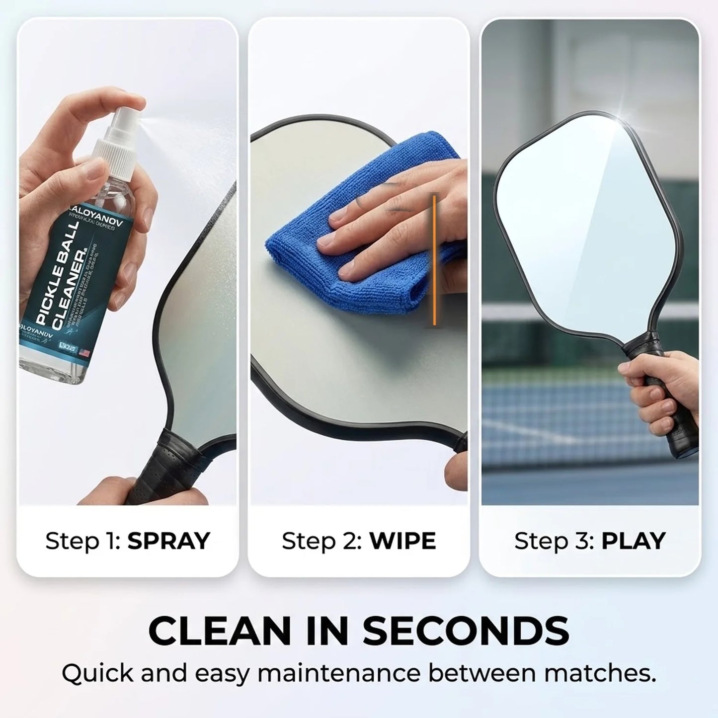 Pickleball Paddle Cleaner Spray & Microfiber Cloth Set
