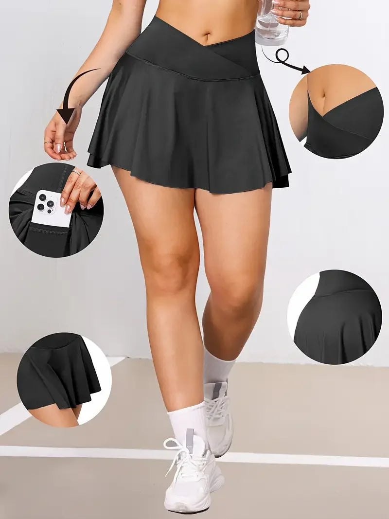 Women's Tennis Skirt with Pockets – 2-in-1 Court Skort