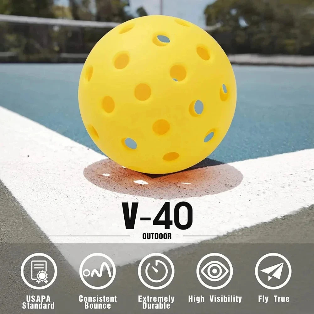 Outdoor Pickleball Balls – 40-Hole 74mm Durable Set