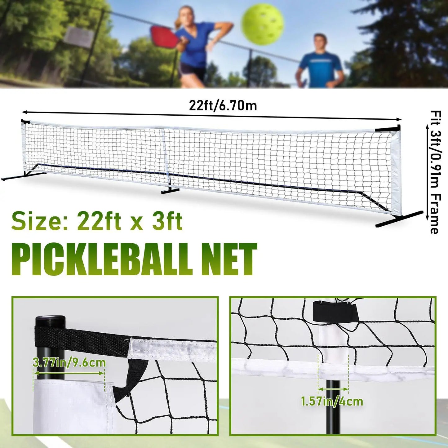 Portable Pickleball Net – 22 ft Training & Backyard Court Net