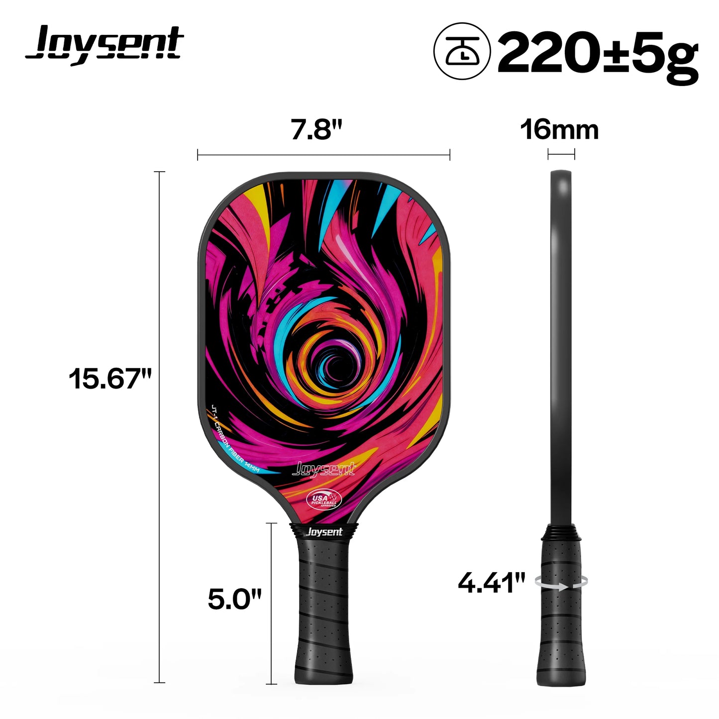 T300 Carbon Fiber Pickleball Paddle – 14mm Honeycomb Core
