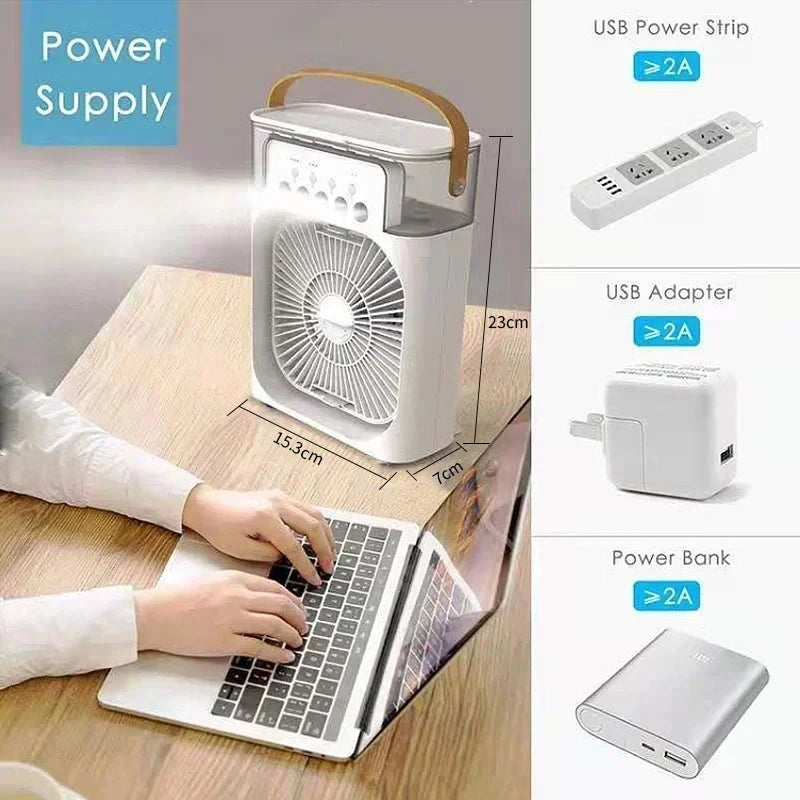 Portable Mini Air Cooler Fan with LED night light