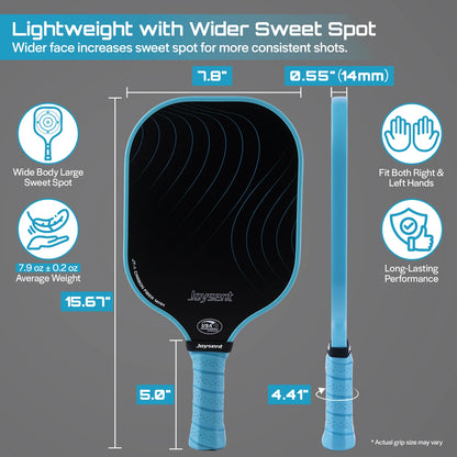 T300 Carbon Fiber Pickleball Paddle – 14mm Honeycomb Core
